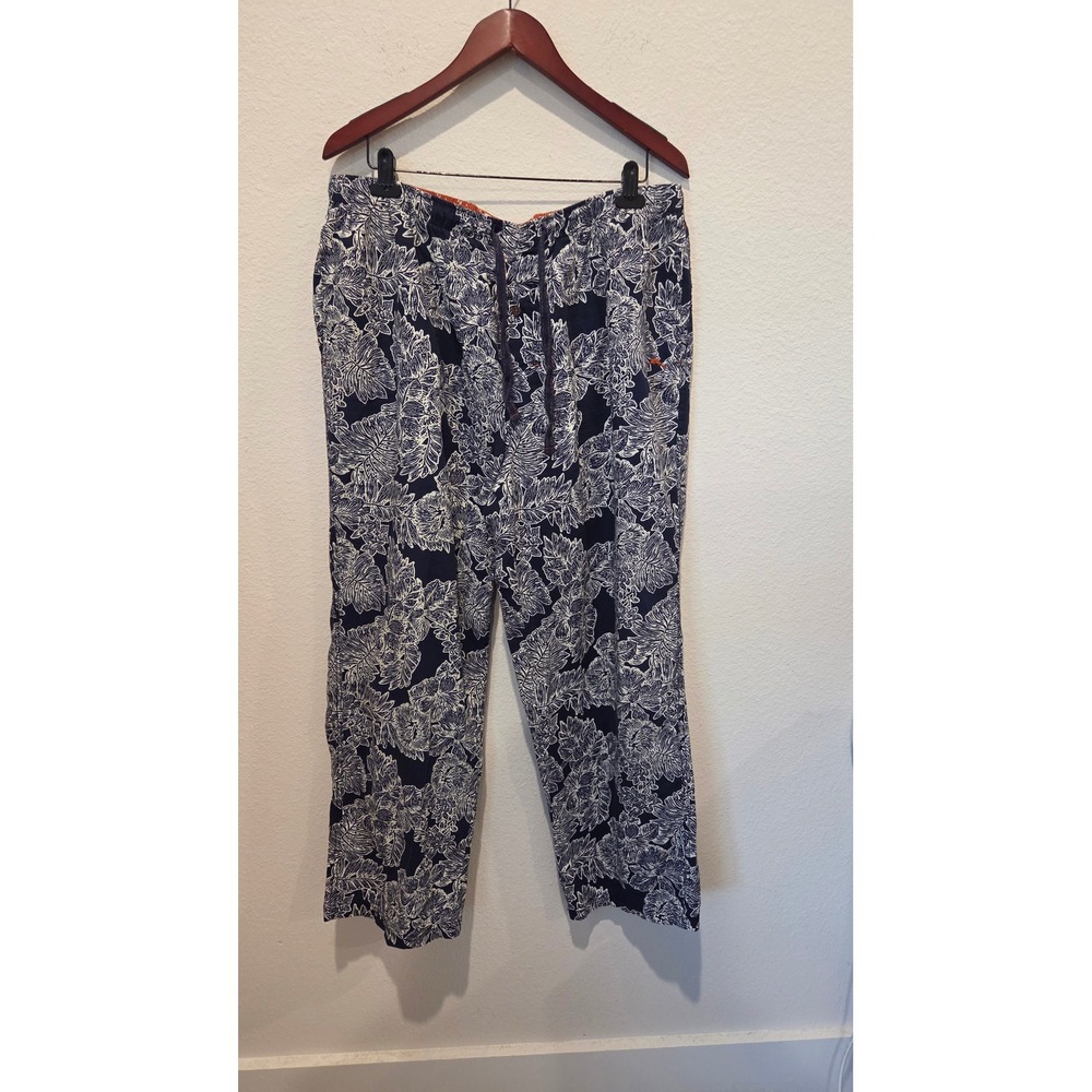 Tommy Bahama Floral Pajama‎ Pants  Cotton Drawstring Navy Tropical Loungewear XL - Picture 9 of 9